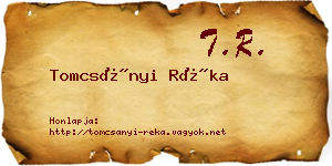 Tomcsányi Réka névjegykártya